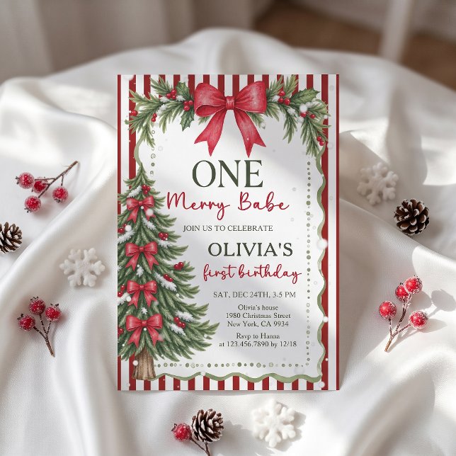 Convite Um Natal de Aniversário Alegre Bebê (Criador carregado)
