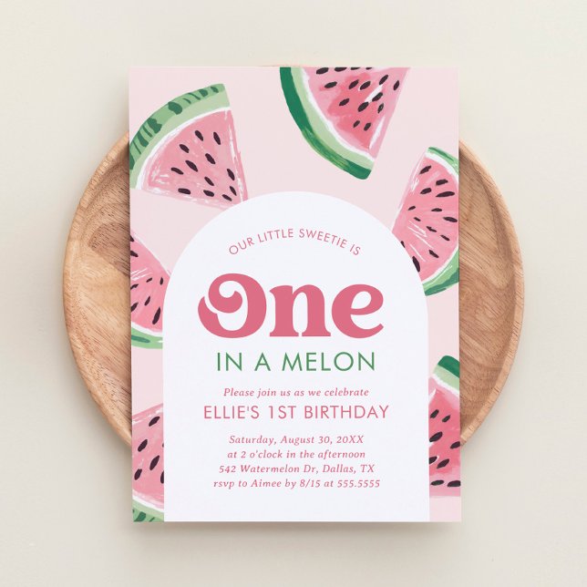 Convite Um no aniversário da Melon Watermelon (Criador carregado)