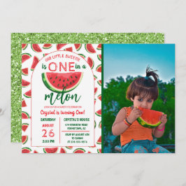 Convite Um no Melão Glitter Melancia Primeiro Aniversário