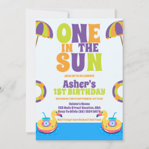 Convite Um No primeiro aniversario Sun Tropical Beach Boy