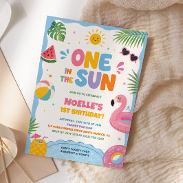 Convite Um no Sol Aniversário de 1 Ano Festa na Piscina Ca