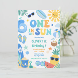 Convite Um no Sol Menino Tropical Primeiro Aniversário