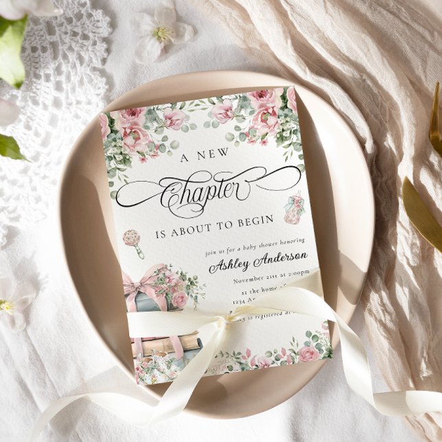 Convite Um novo Arco cor-de-rosa Chá de fraldas (Criador carregado)