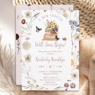 Convite Um novo capítulo Chá de fraldas Storybook Wildflow