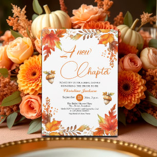 Convite Um novo Capítulo Chá de Noiva Boho Floral Outono