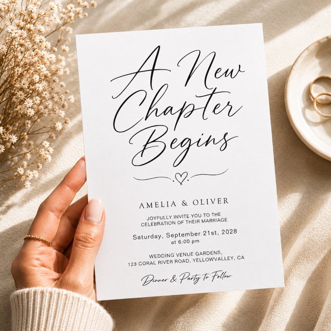 Convite Um Novo Capítulo Começa Casamento Minimalista Mode (Criador carregado)