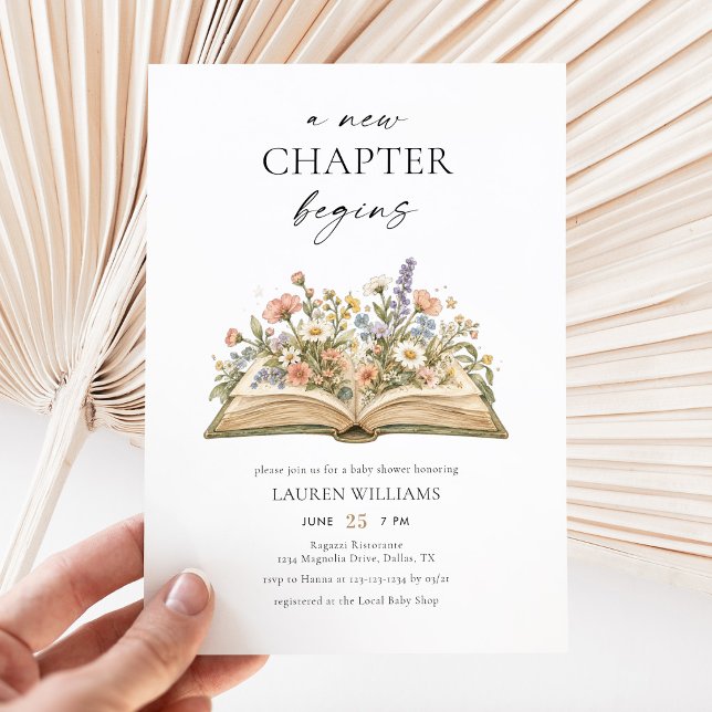 Convite Um Novo Capítulo Começa Chamada de Bebê Flor Silve (Criador carregado)