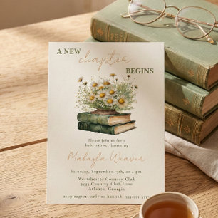 Convite Um Novo Capítulo Começa Chamada Floral de Livros p