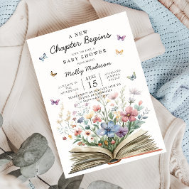 Convite Um Novo Capítulo Começa Chuveiro de Bebê Flor Silv