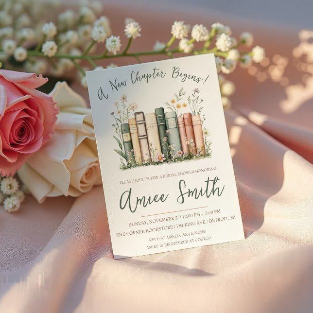 Convite Um Novo Capítulo Começa! Chuveiro de Noiva Floral  (Criador carregado)