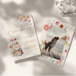 Convite Um Novo Capítulo Começa Chuveiro de Noiva Floral F