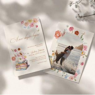 Convite Um Novo Capítulo Começa Chuveiro de Noiva Floral F