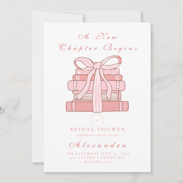 Convite Um novo capítulo começa com livros e arcos cor-de- (Frente)