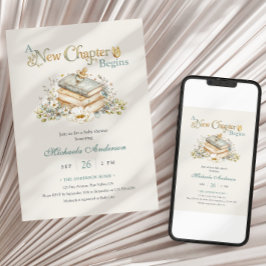 Convite Um Novo Capítulo Começa Festa de Bebê com Tema de 