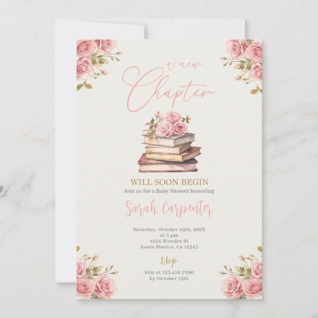 Convite Um Novo Capítulo Começa Garota Chá de fraldas (Frente)