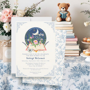 Convite Um Novo Capítulo Começa Livro w Borboleta Lua Flor