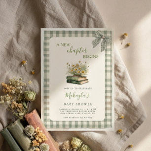 Convite Um Novo Capítulo Começa Livros Chá de Bebê Floral