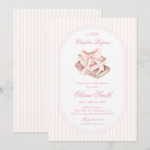 Convite Um Novo Capítulo Começa, Pink Bow Books Chá de Beb