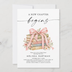 Convite Um Novo Capítulo Começa Pink Bow Books Chá de Noiv