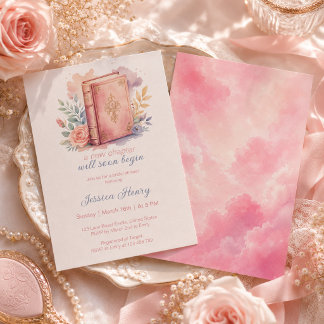 Convite Um Novo Capítulo Livro Rosa Aquarela Chá de Noiva