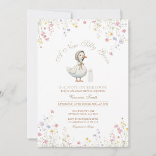 Convite Um Novo Chá de Bebê Silly Goose Flor Silvestre