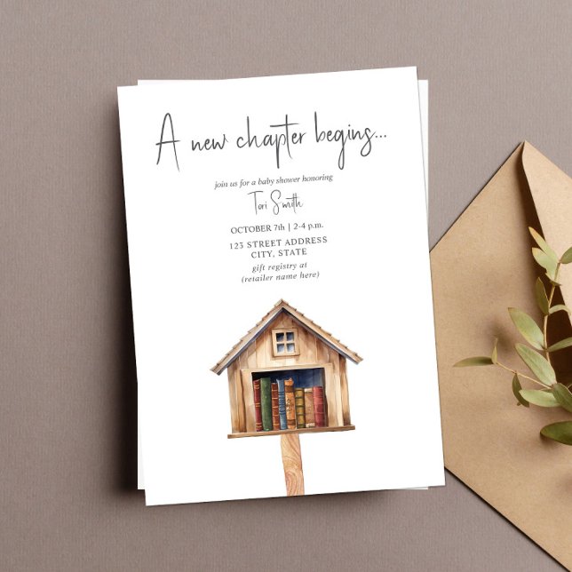 Convite Um novo Chá de fraldas de Livros de Biblioteca Min (Criador carregado)