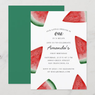 Convite Um num melão. Primeira festa de aniversário de m