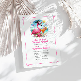 Convite Um ou Dois Graus Mais Quente Graduado Flamingo Ros