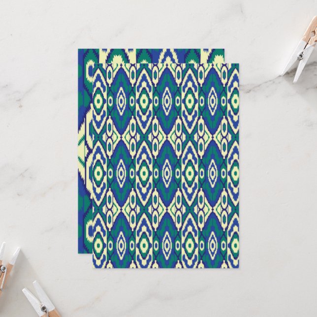 Convite um padrão azul e verde com fundo branco (Frente/Verso In Situ)