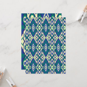 Convite um padrão azul e verde com fundo branco