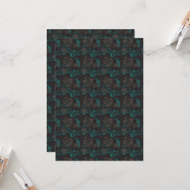 Convite um padrão preto e verde com fundo preto (Frente/Verso In Situ)
