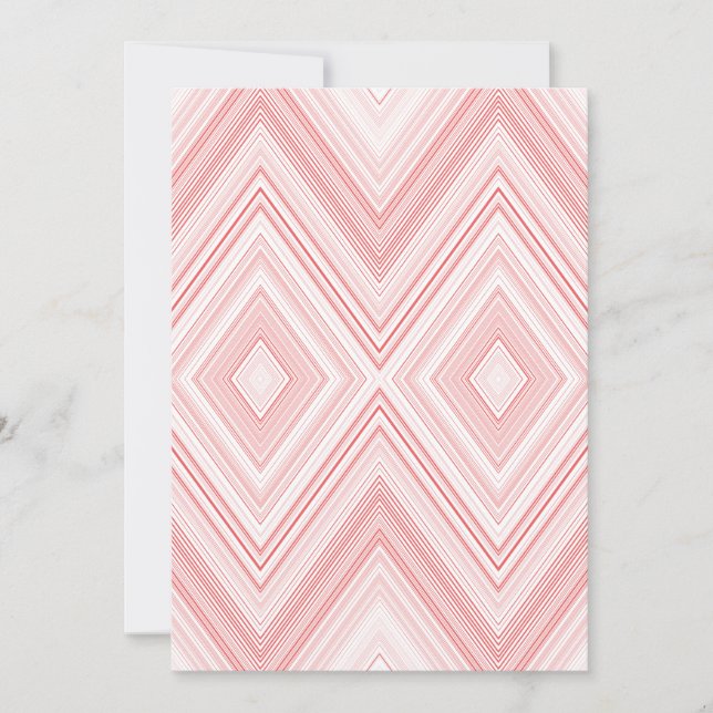 Convite Um padrão simétrico, com um tom vermelho e rosa (Frente)