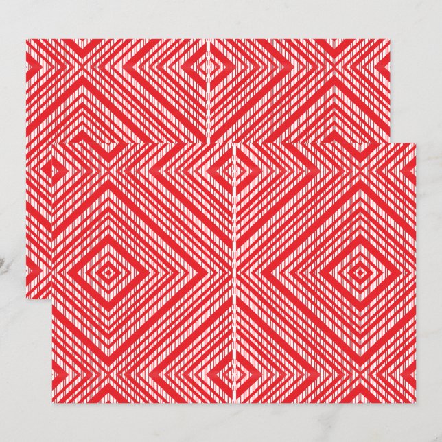 Convite Um padrão simétrico com vermelho, laranja e p (Frente/Verso)