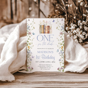 Convite Um Para os Livros Floral Storybook 1º Aniversário
