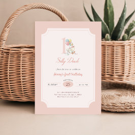 Convite Um Pato Bobo Laço Rosa 1º Aniversário Divertido