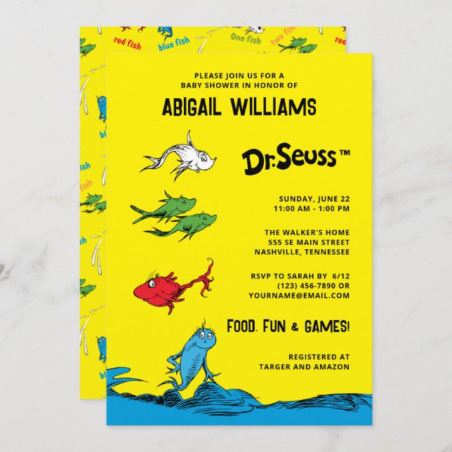 Convite Um Peixe Dois Peixes - Chá de fraldas (Frente/Verso)