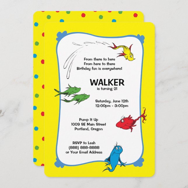 Convite Um Peixe Dois - Primeiro Aniversário (Frente/Verso)