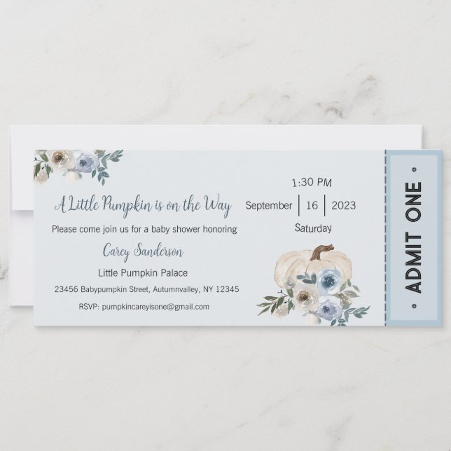 Convite Um Pequeno Abóbora a Caminho Convite, Bebê (Frente)