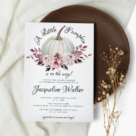 Convite Um Pequeno Abóbora Outono Elegante Flores Roxas