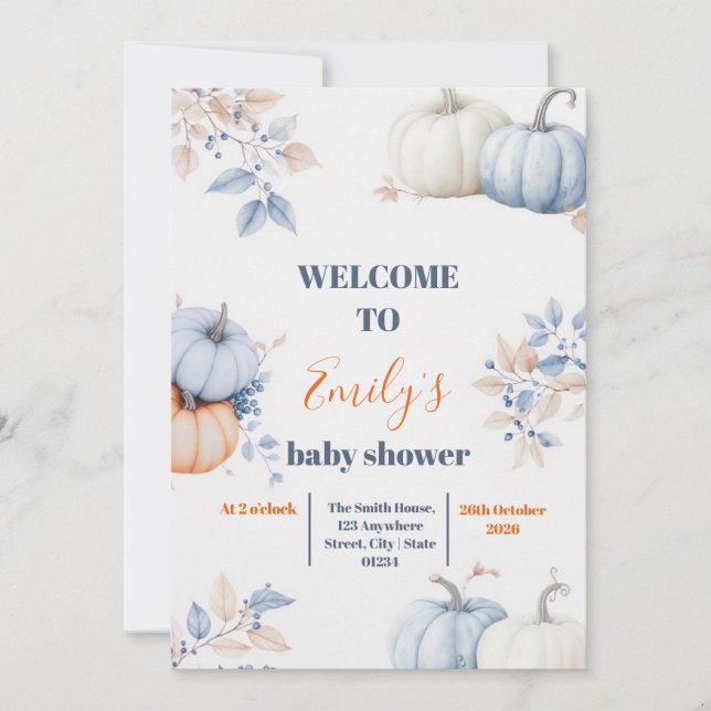 Convite Um Pequeno Abobrinha Está a Caminho (Frente)