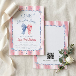 Convite Um Pequeno Aniversário de 1 Ano da Miss Liberty QR