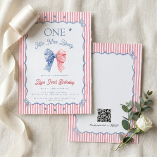 Convite Um Pequeno Aniversário de 1 Ano da Miss Liberty QR