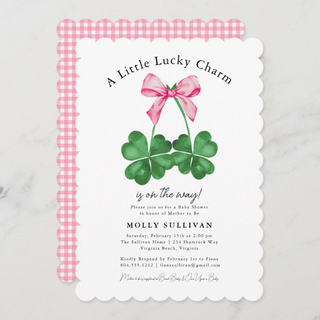 Convite Um Pequeno Arco de Shamrock Charm (Frente/Verso)