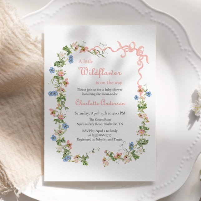 Convite Um Pequeno Arco Rosa, Rosa, Chá de fraldas (Criador carregado)