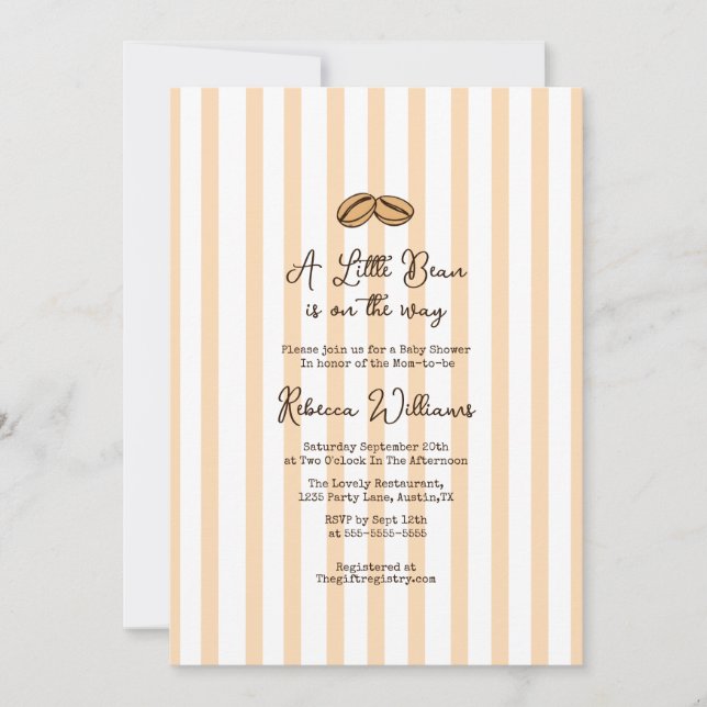 Convite Um pequeno Bean está no caminho do Chá de fraldas  (Frente)