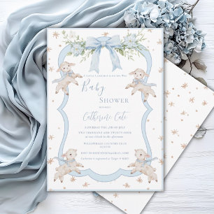 Convite Um Pequeno Blue Lambs Ovelhas Baby Shower