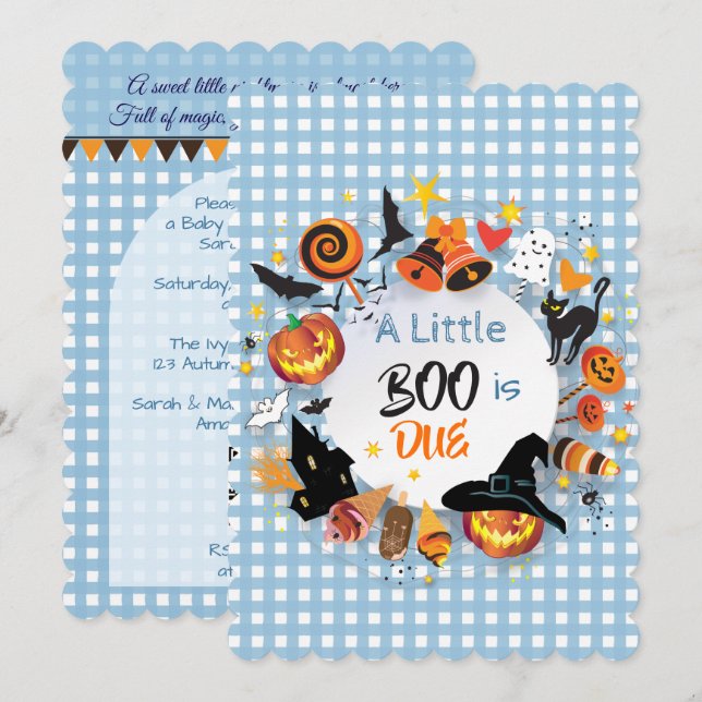 Convite Um Pequeno Boo é Devido ao Código QR de Gingham Az (Frente/Verso)