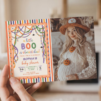 Convite Um Pequeno Boo Está Quase Chegando Colorida Festa