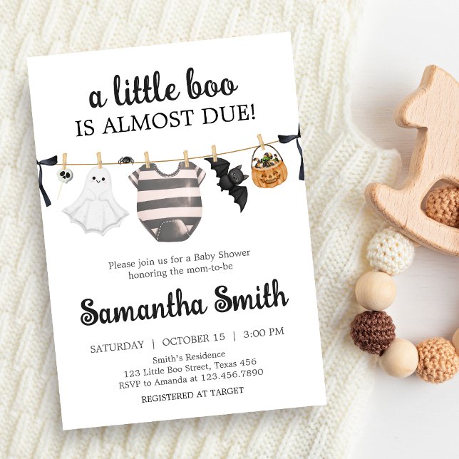 Convite Um Pequeno Boo Está Quase Por Chá de fraldas (A Little Boo Baby Clothes Baby Shower Invitation )