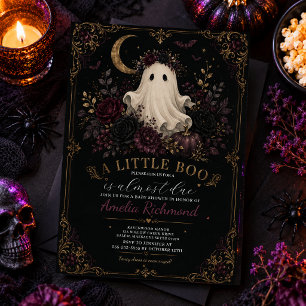Convite Um Pequeno Boo Flor de Gothic no Chá de Bebê de Ha
